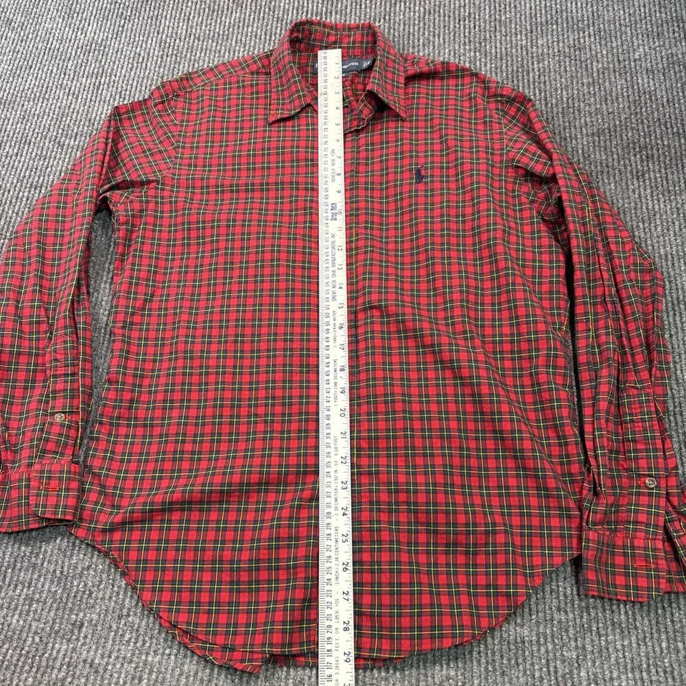 Polo Ralph Lauren Shirt Mens Sz Medium Long Sleeve 120's 2-ply Red Scotch Plaid